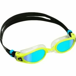 Aquasphere - Goggles Kaiman EXO blue Titanium Mirrored lens yellow black -Swimming Goggles Store KAIMAN EXO EP1160700LMB mirror blue lens YELLOW TRANSPARENT grande